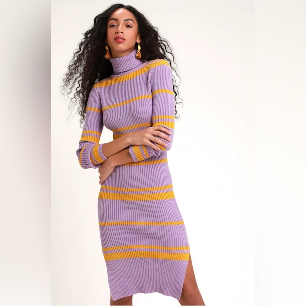 NWT Saks Fifth Avenue’s MOON RIVER Lavender and Mustard Long Sleeve Dress